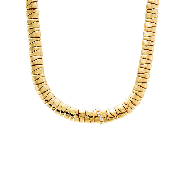 Chunky Pave Accented Unique Shape Chain Necklace